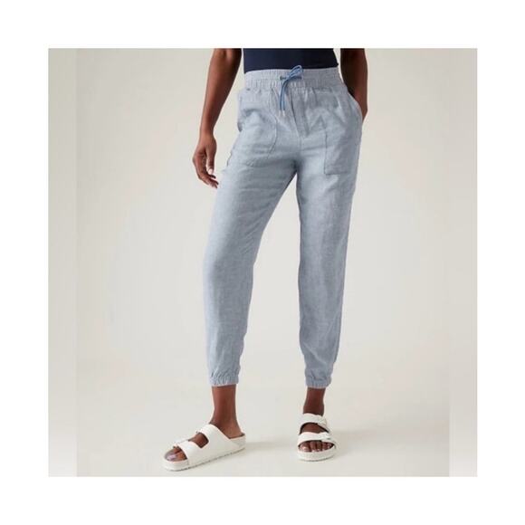 Athleta Retreat Linen Chambray Joggers size 4P - Picture 1 of 13